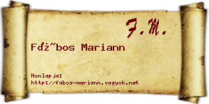 Fábos Mariann névjegykártya